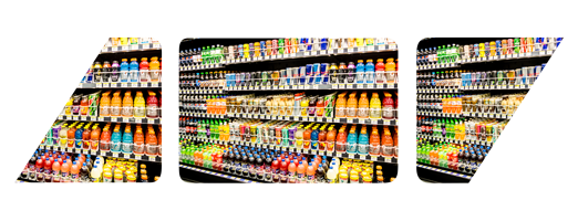 Beverages in a store with Label